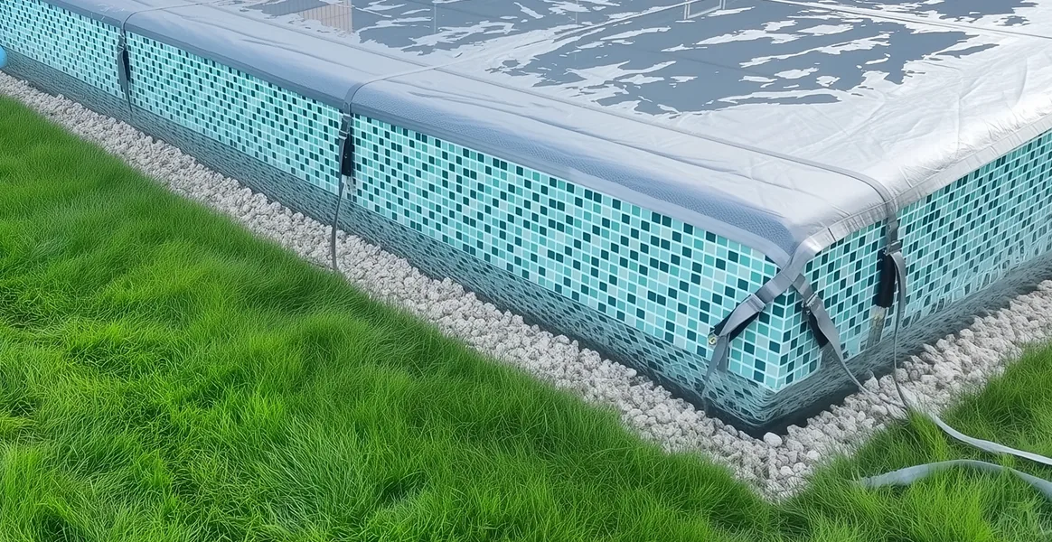 Покрывало для бассейна под снегом — защита зимой в Жигулевске